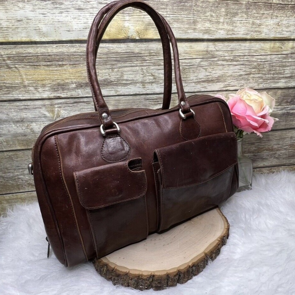 Leaders in Leather Brown Genuine Leather Purse Tote HandBag Satchel Shoulder Bag